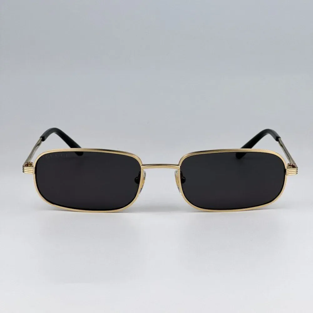 NEW Gucci GG1457S 001 Gold Grey Rectangle Metal Unisex Sunglasses GG 1457S - Picture 6 of 14